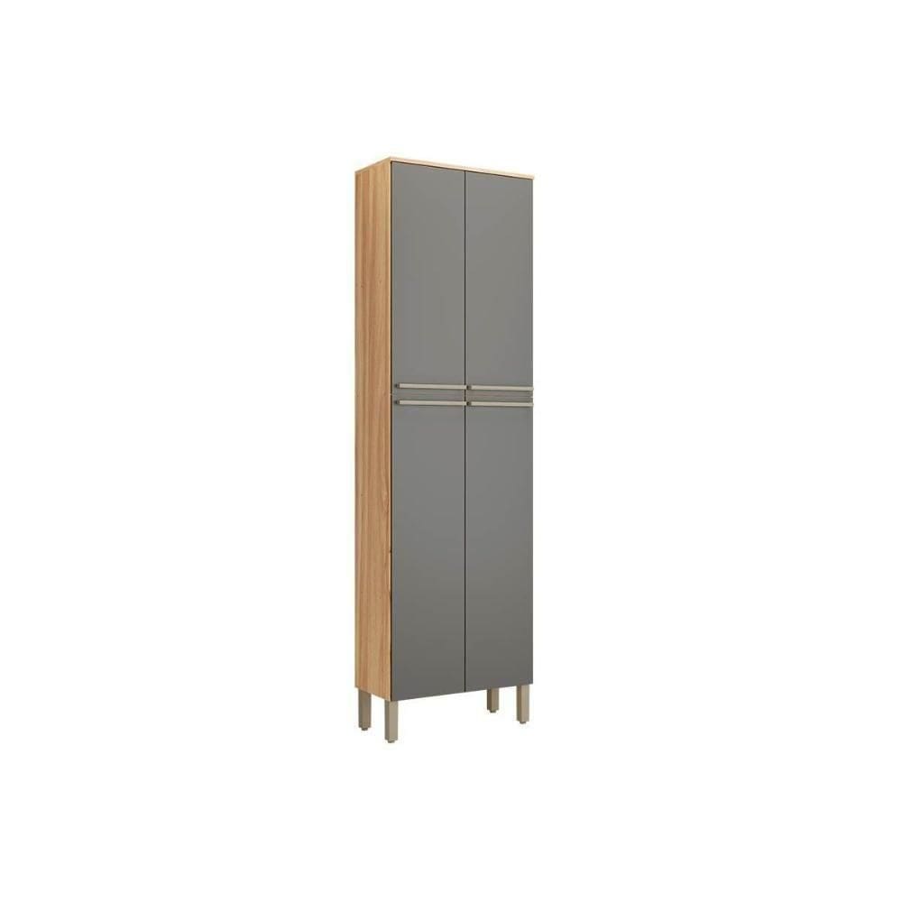 Paneleiro De Cozinha Nápoli Prime Com 4 Portas 66x222cm Amendoa-chumbo - Ronipa