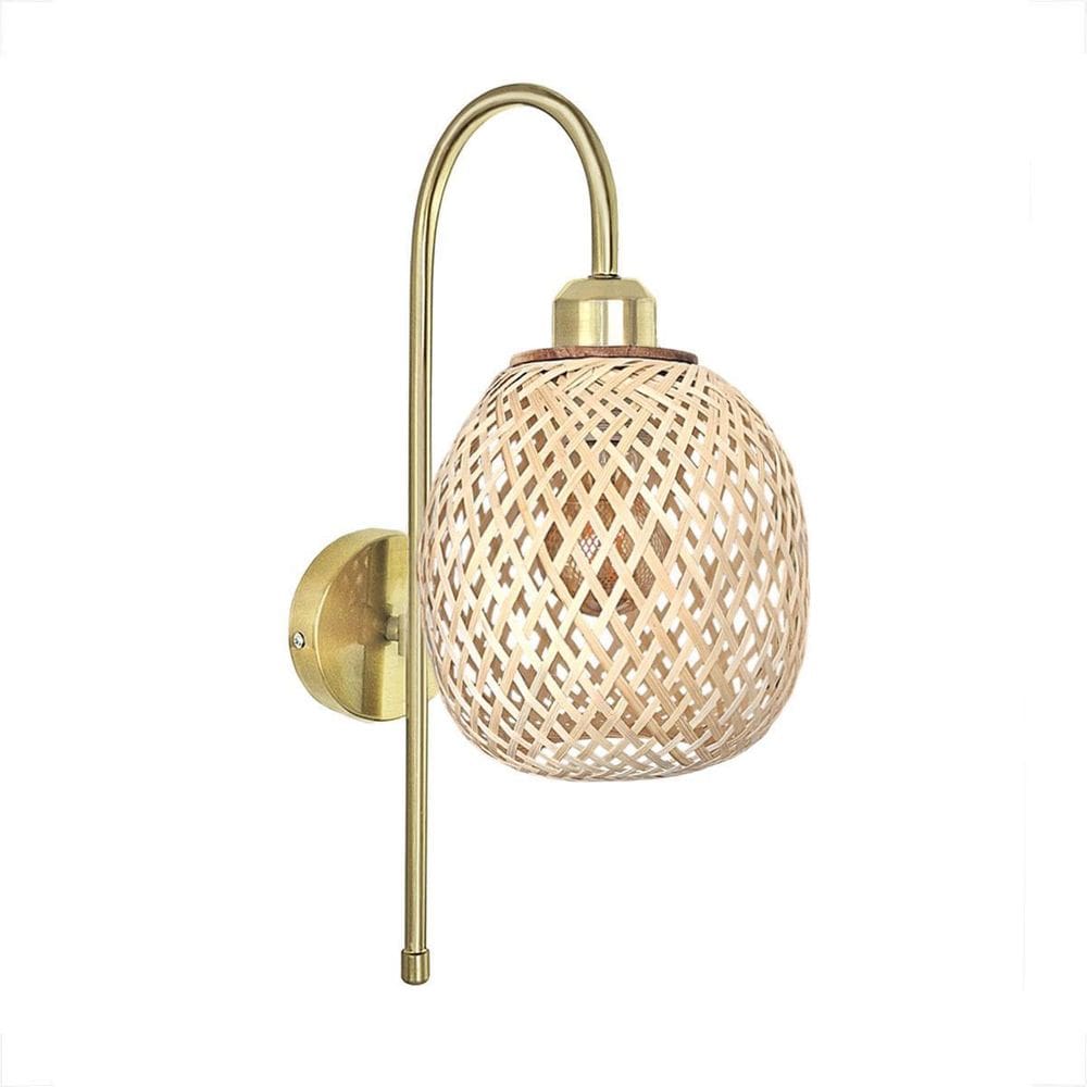 Arandela Dourada De Bambu Interna Fibra Natural Quarto Nat92