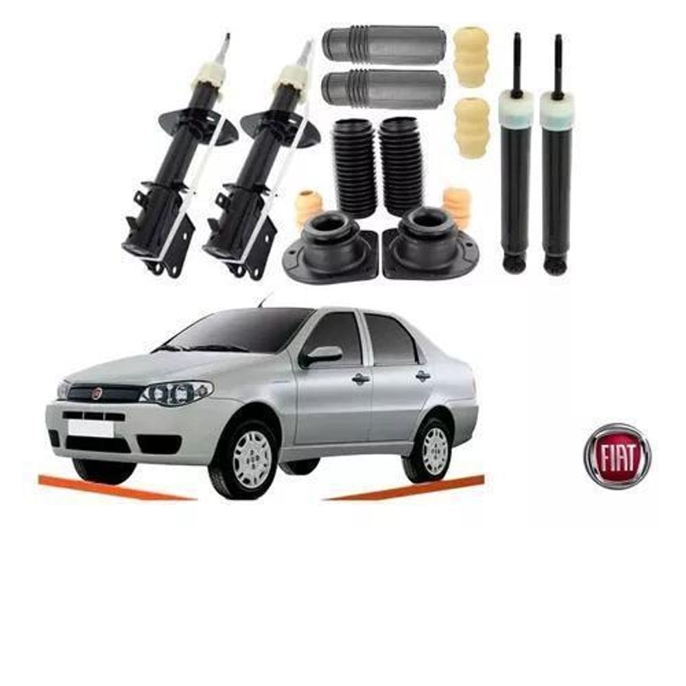 4 Amortecedores + Kit Suspensão Siena