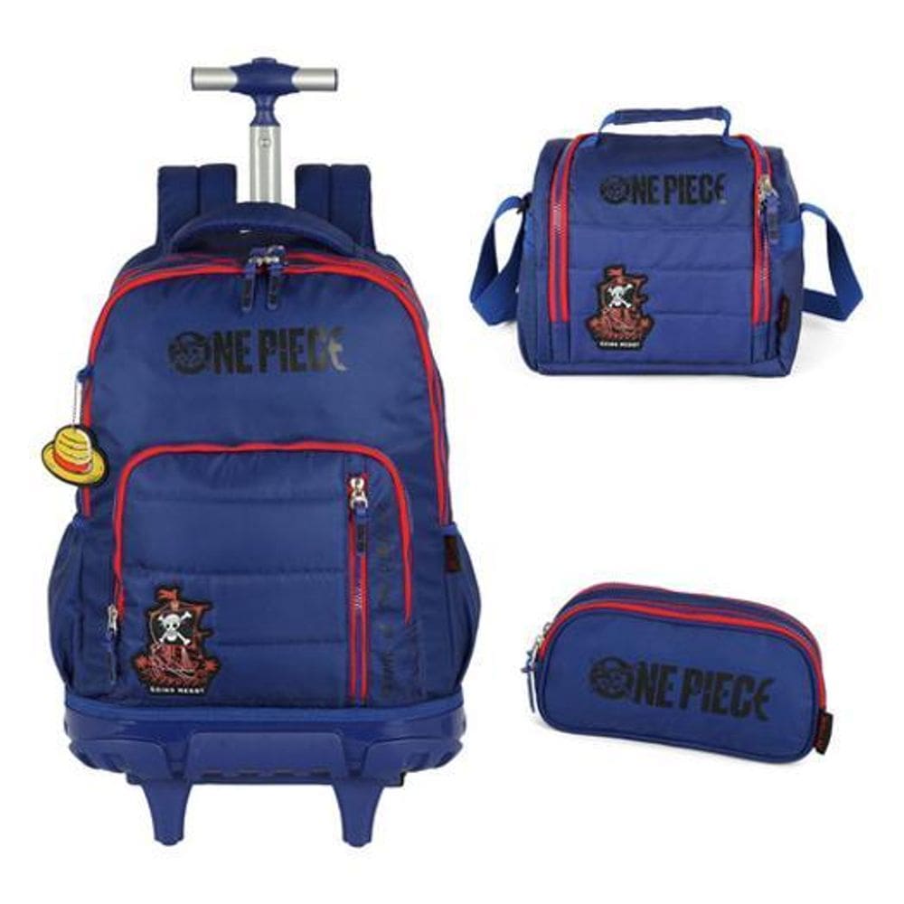 Kit Mochila Rodinhas Estojo E Lancheira One Piece