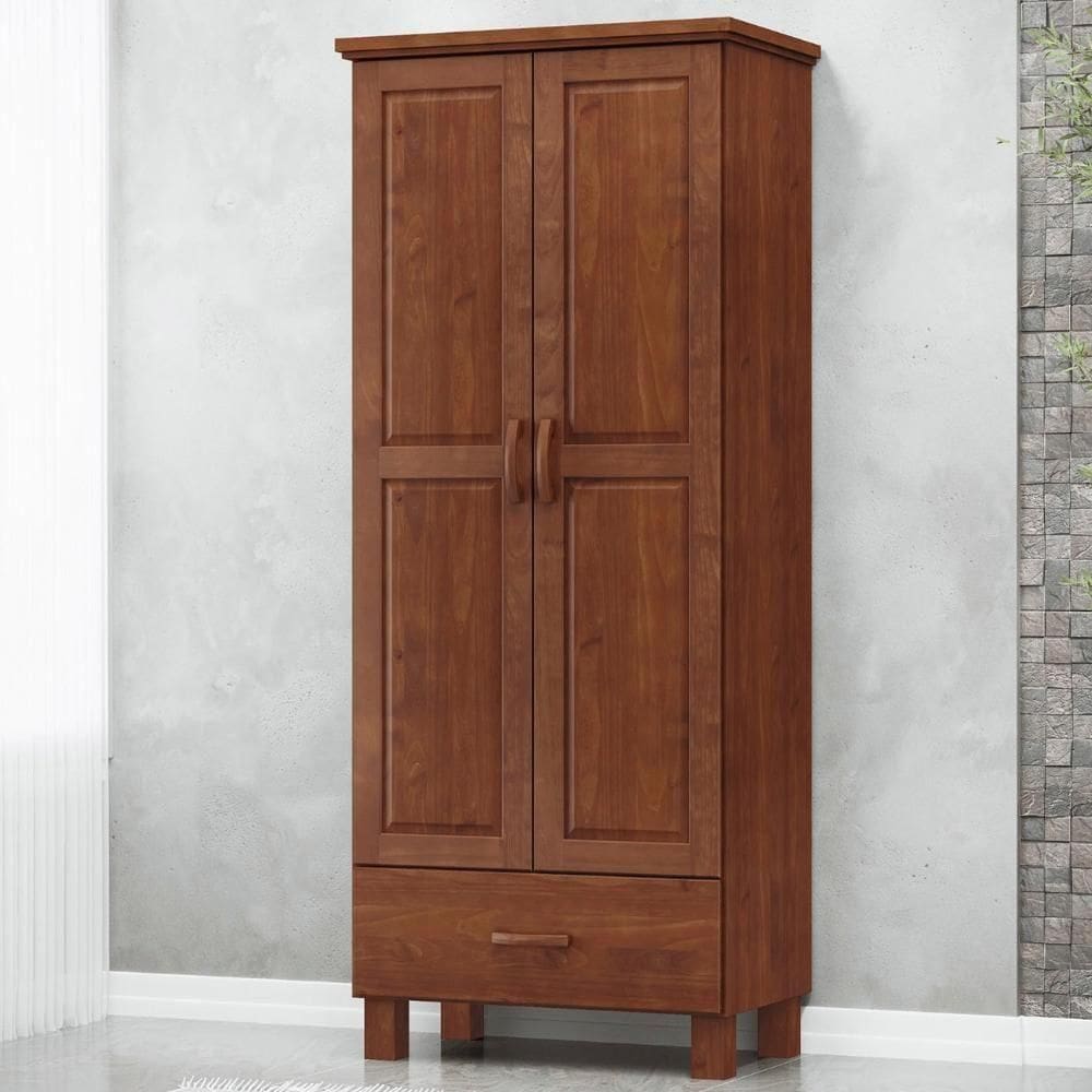 Guarda Roupa Solteiro 82cm 2 Portas 1 Gaveta Renzo Imbuia F07 - Mpozenato