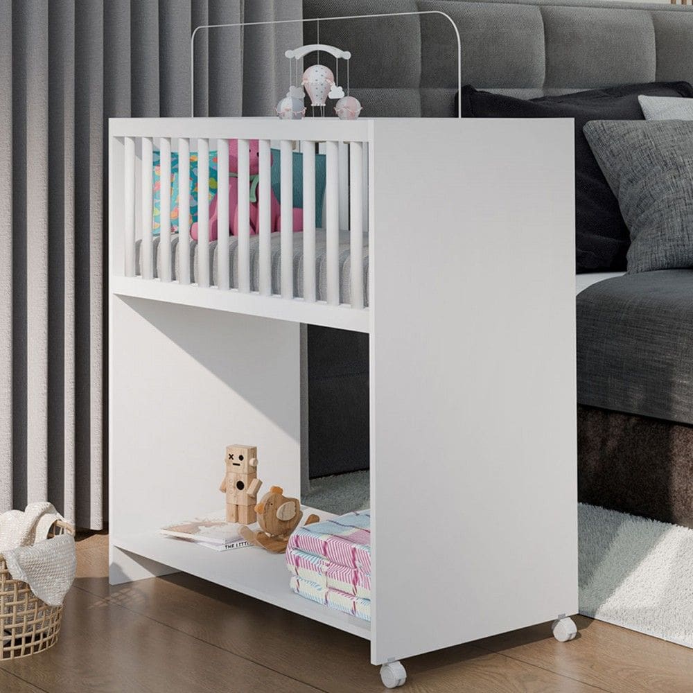 Berço Baby Mini 2 em 1 com Colchão Branco - J&a Móveis