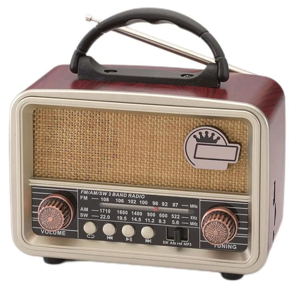 Rádio Vintage Am Fm Bateria Recarregável Usb - Dourado