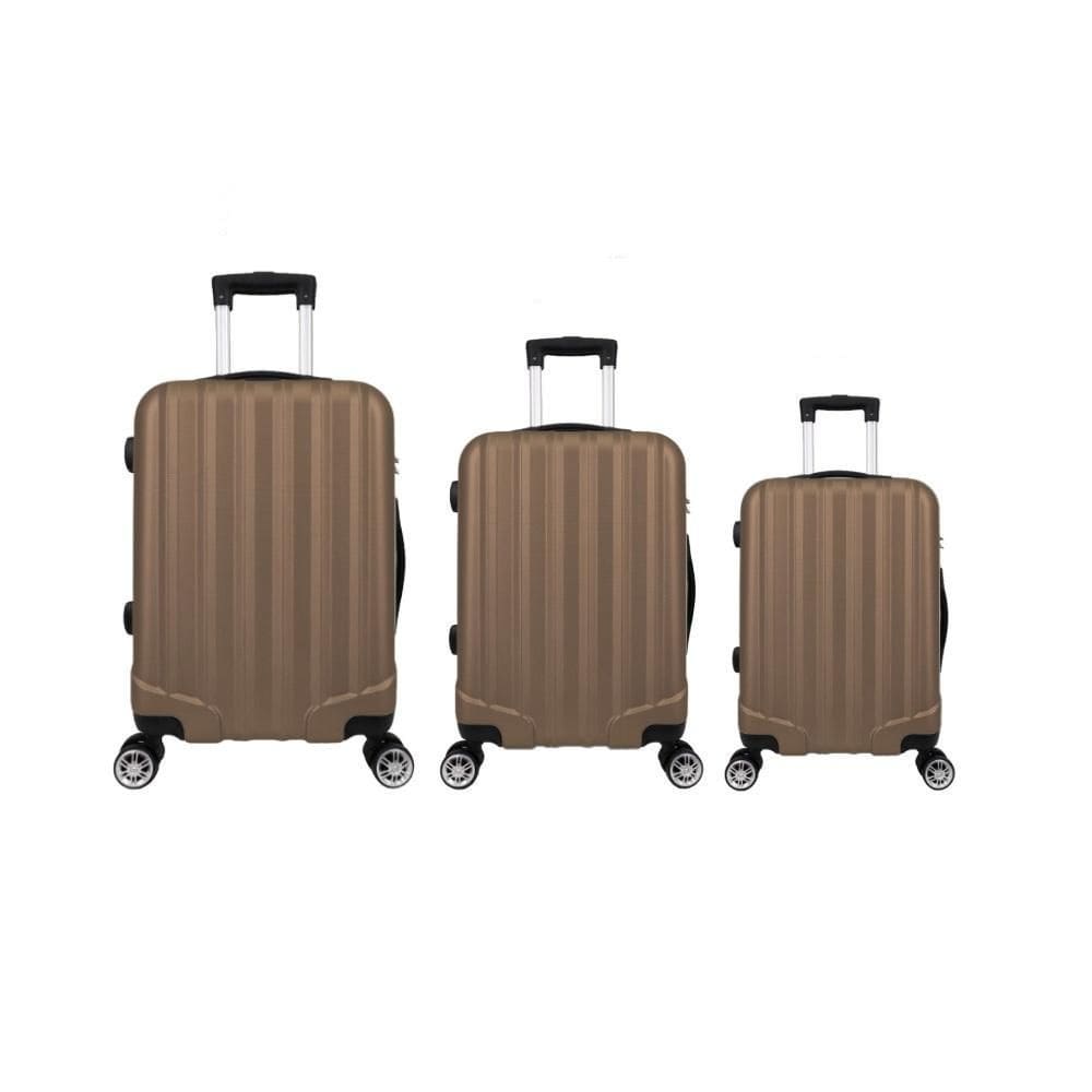 Kit Mala de Viagem abs 3 peças Adventure Fortt Champanhe - KMV01-CP\n