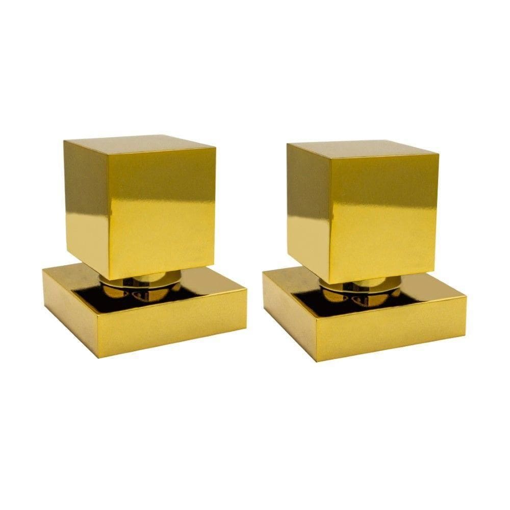 Kit 2 Acabamentos Registro Quadrado Dourado Brilhante Padrão Deca Metal Luxo