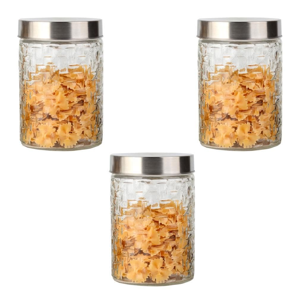 Conjunto 3 Potes Vidro Rattan 1200ml - Class Home