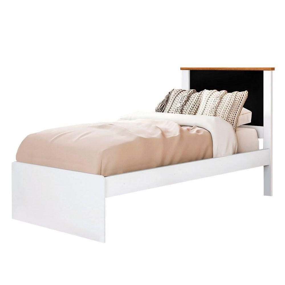 Cama De Solteiro Barcelona Tebarrot Branco-preto