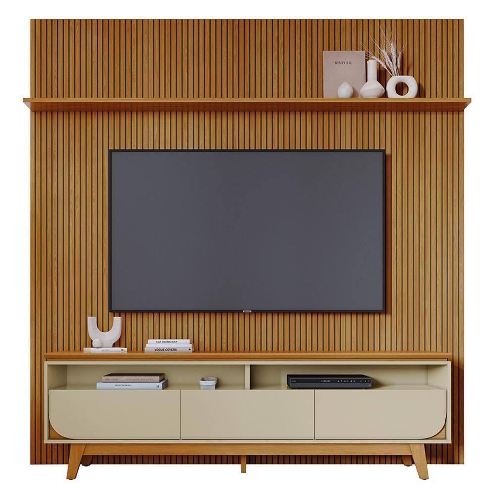 Rack Bancada Com Painel Luna Cumaru/opala Para Até 75” - Madetec