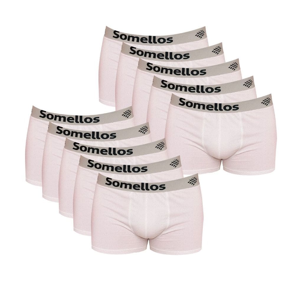Kit 10 Cuecas PLUS SIZE EXG1 Somellos Branca Boxer Somellos Microfibra