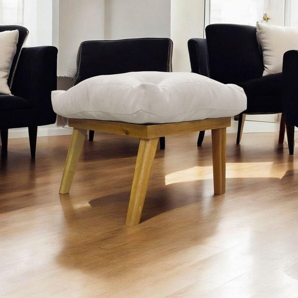 Puff Marty Decorativo Retangular Linho - Bege Linho