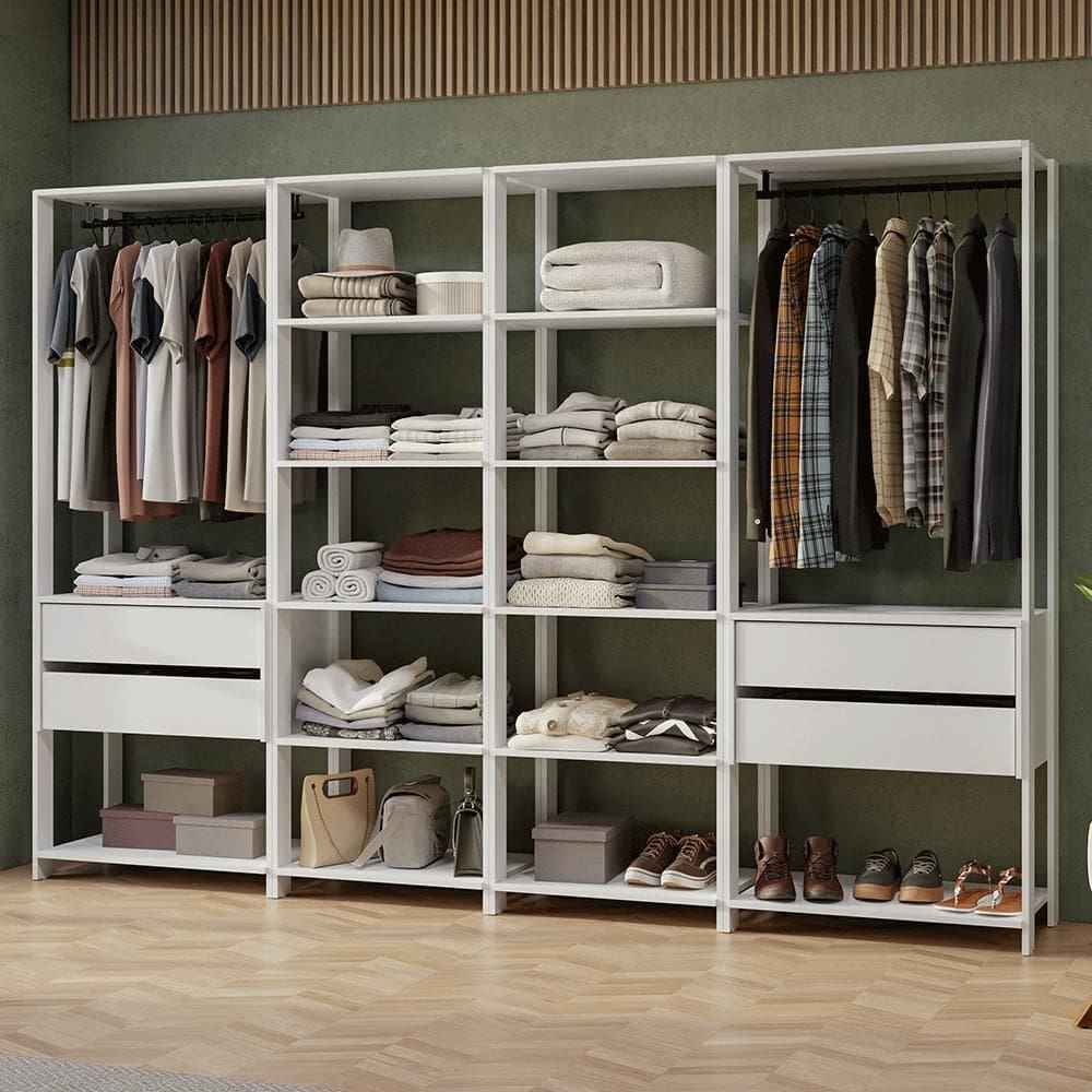 Guarda-Roupa Closet Modulado 4 Gavetas 258 cm Branco Valencia Madesa 02