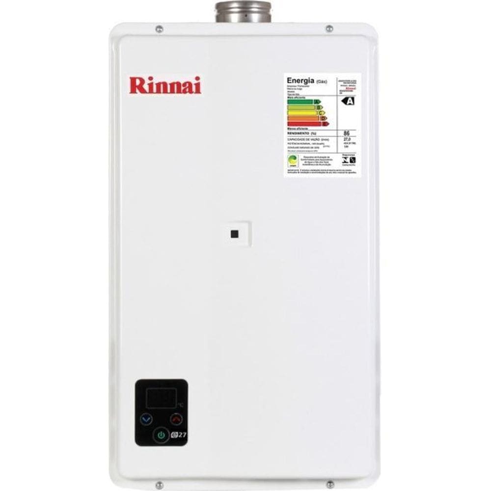 Aquecedor de Água Gás GLP Rinnai E27FEH, 27 Litros, Exaustão Forçada
