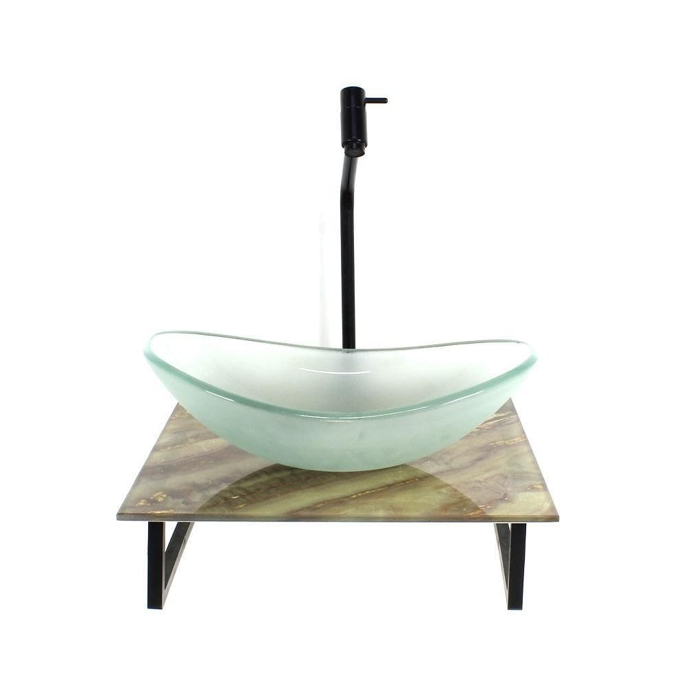 Kit Cuba Vidro Oval 10Mm Jateada Tampo Vidro 40Cm X 40Cm