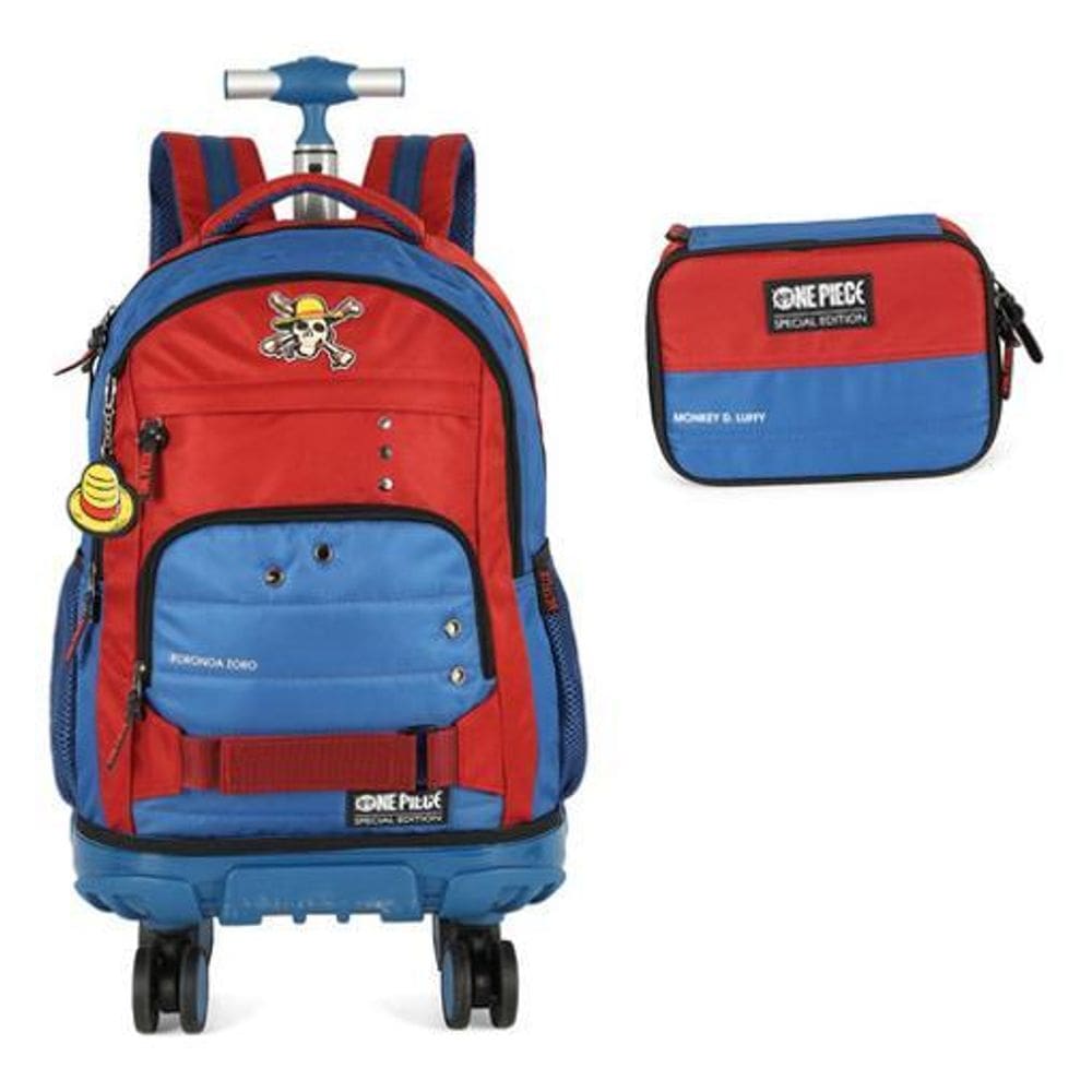 Kit Mochila Rodinhas 360 + Estojo Box One Piece