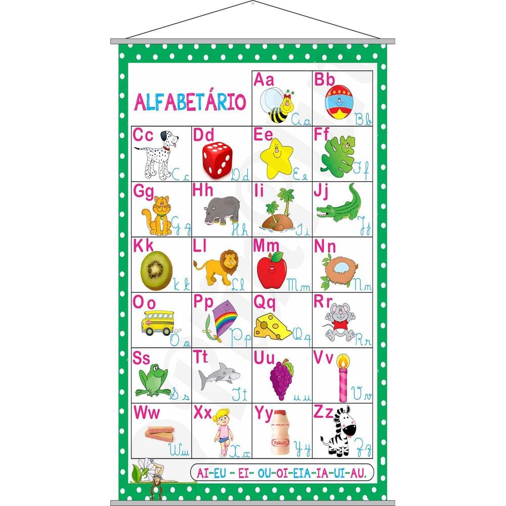 Banner Alfabetário Cursivo Pedagógico Escolar 50x80
