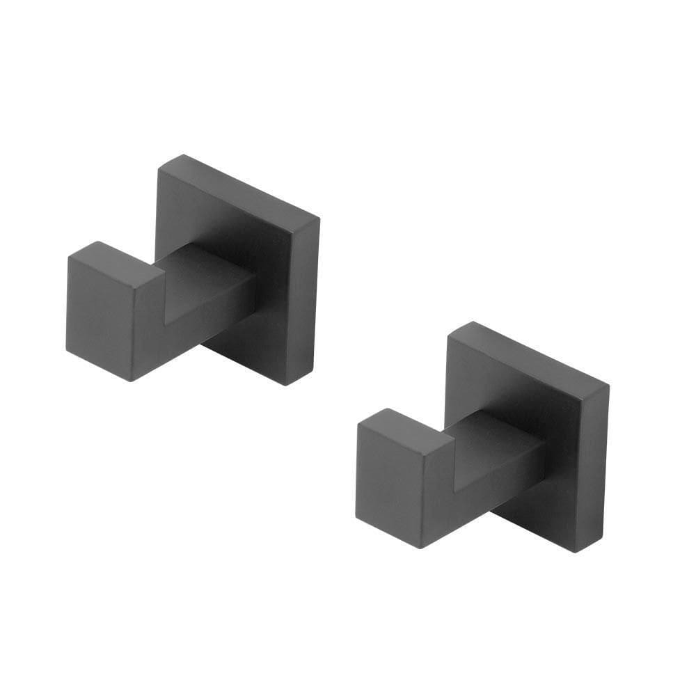 Kit 2 Porta Toalha Cabide Quadrado Preto/Black Para Banheiro