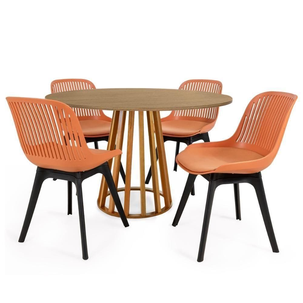 Conjunto Mesa De Jantar 120cm/Com 4 Cadeiras Marrom