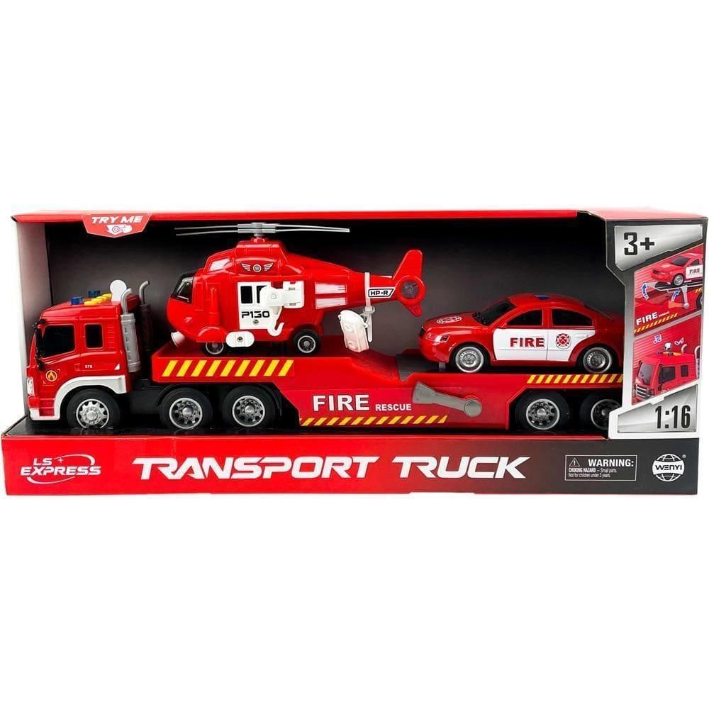 Caminhão Reboque Com Carrinho E Helicóptero - Bbr Toys