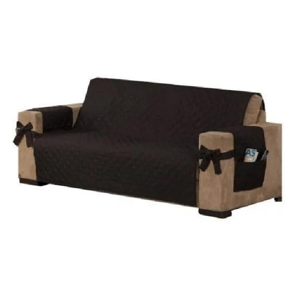 Protetor De Sofá 3 Lugares Com Laço E Porta Controle Tabaco