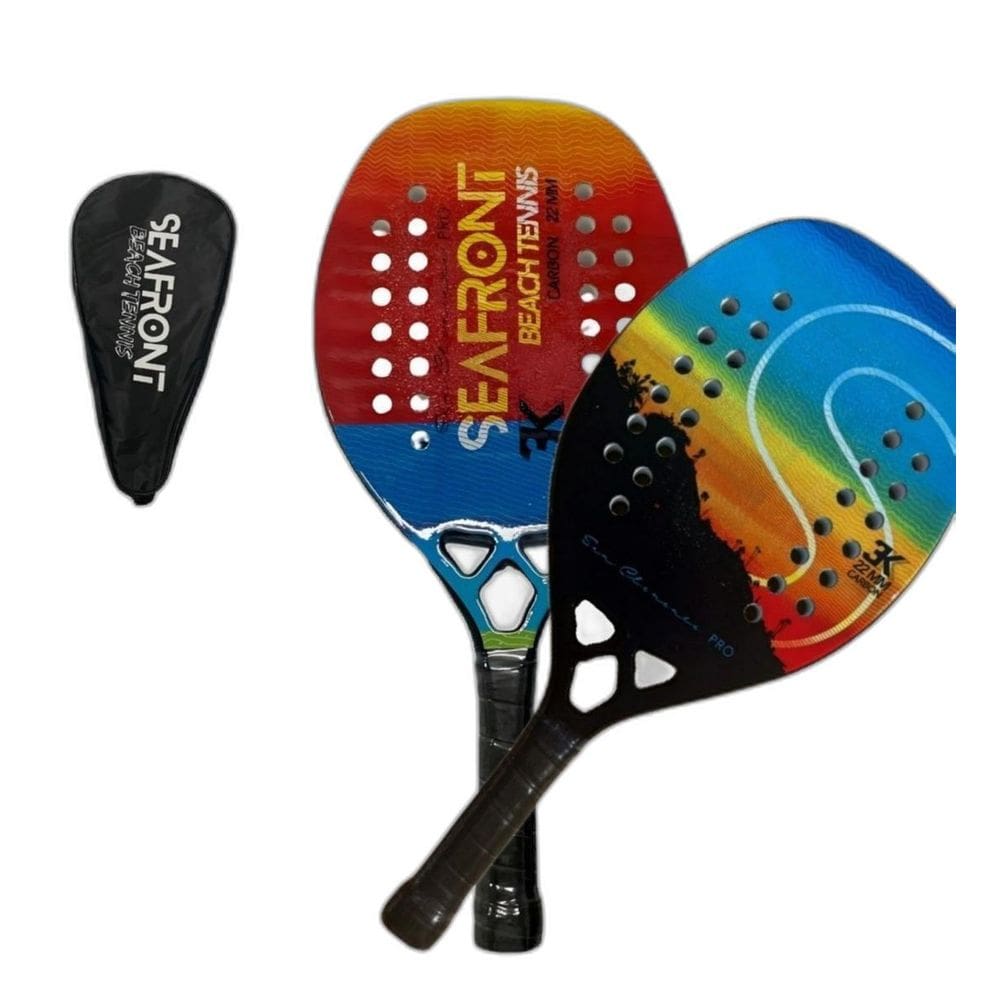 Raquete Beach Tennis 100% Fibra Carbono 3K Preto Desenho