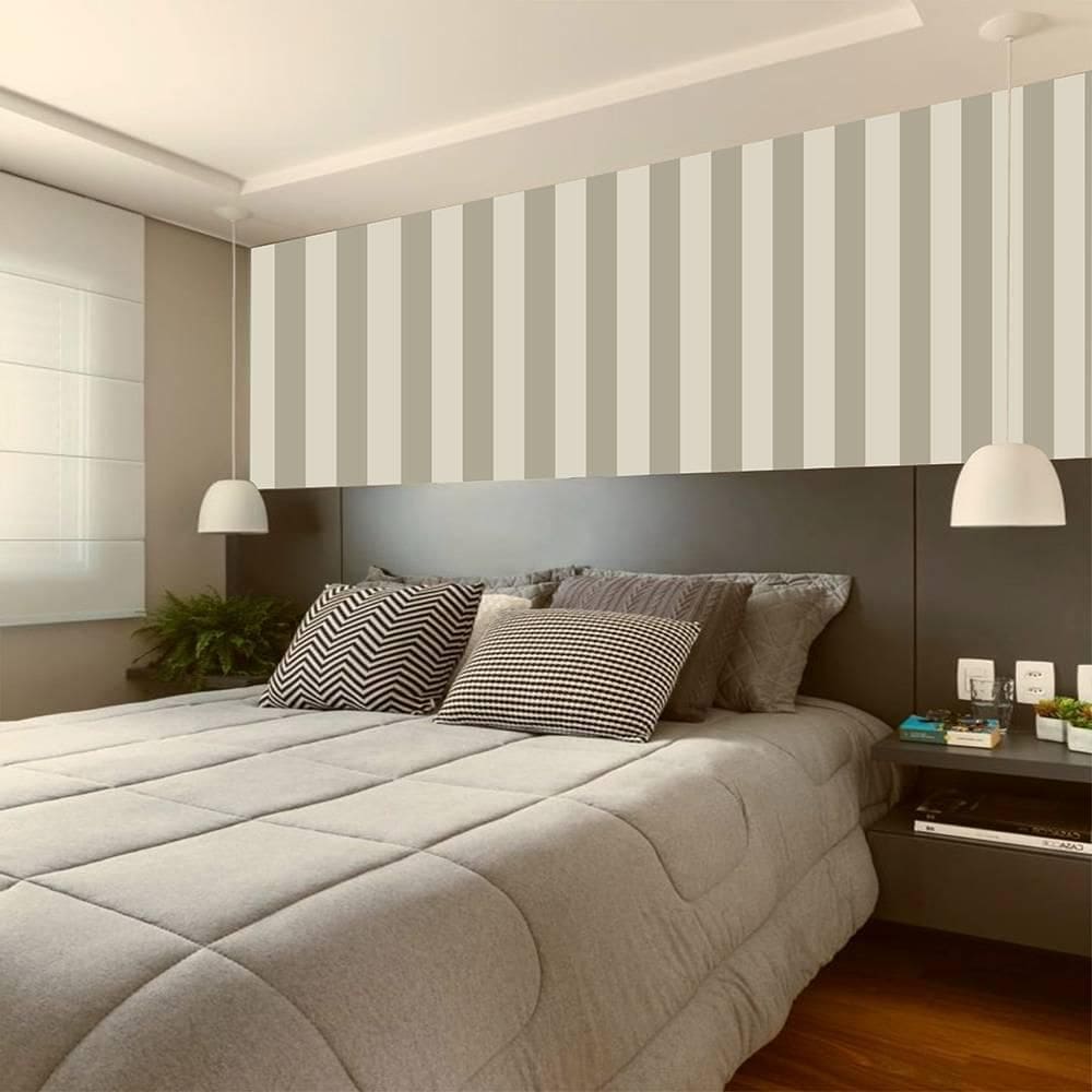 Papel De Parede Adesivo Listras Marrom Vertical 300X52Cm