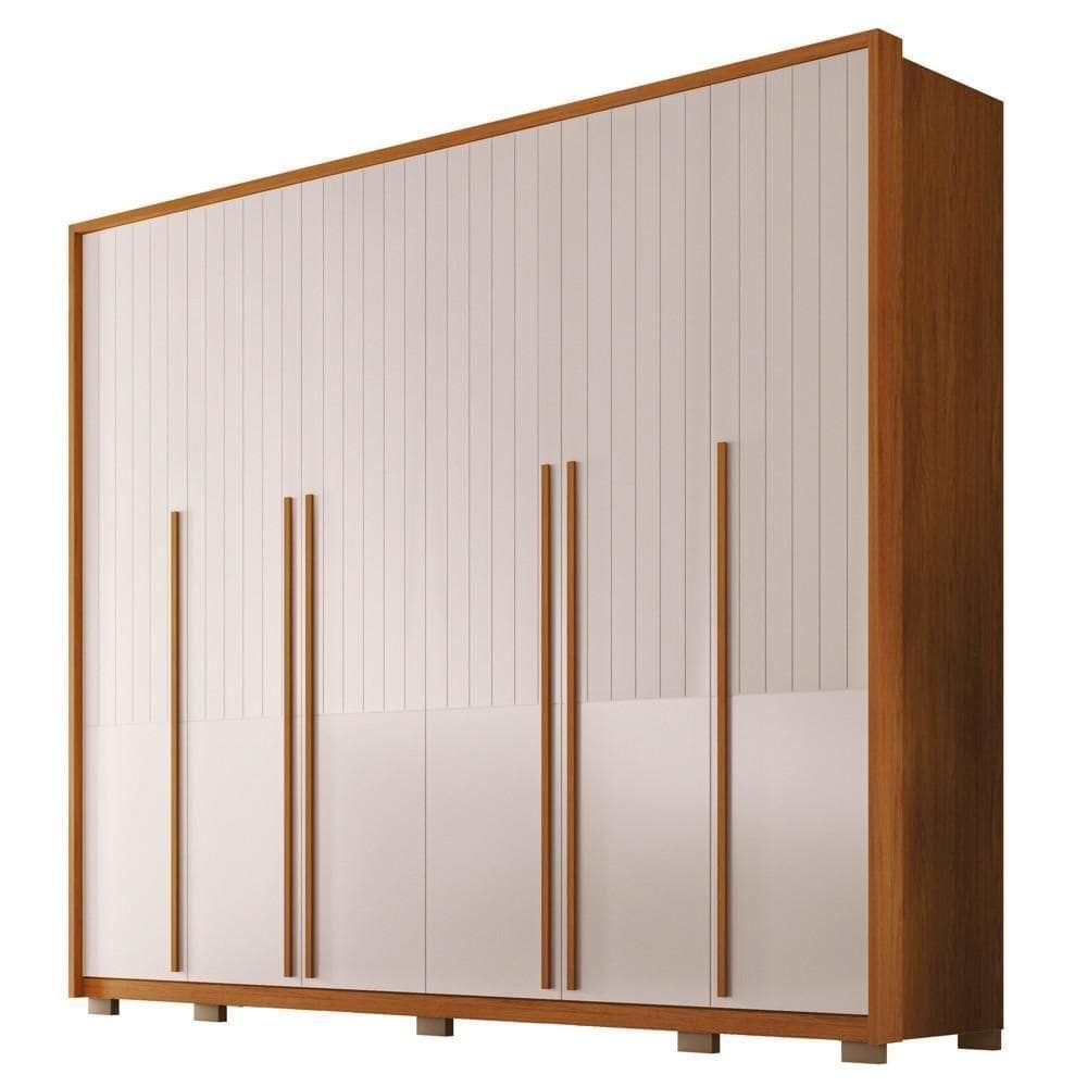 Guarda Roupa Casal 6 Portas 6 Gavetas 265cm Espartacus Freijó/off White - Caemmun