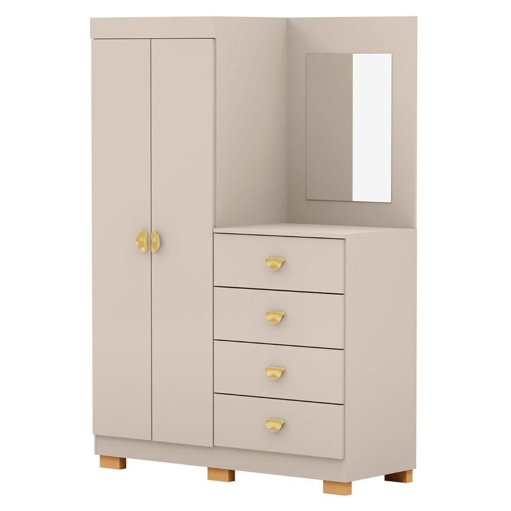 Guarda Roupa Cômoda Com Espelho 120cm Rita Fendi V02 - Mpozenato