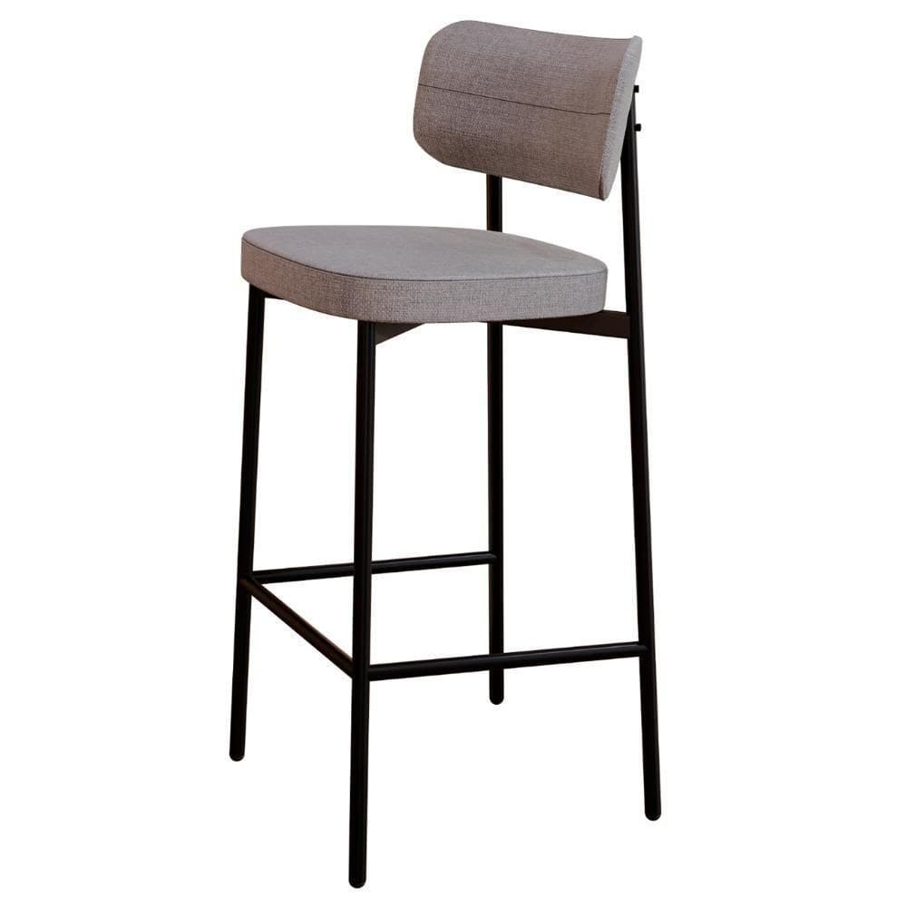 Banqueta Alta Bar Estofada Ella M25 Linho Cinza Cl - Mpozenato