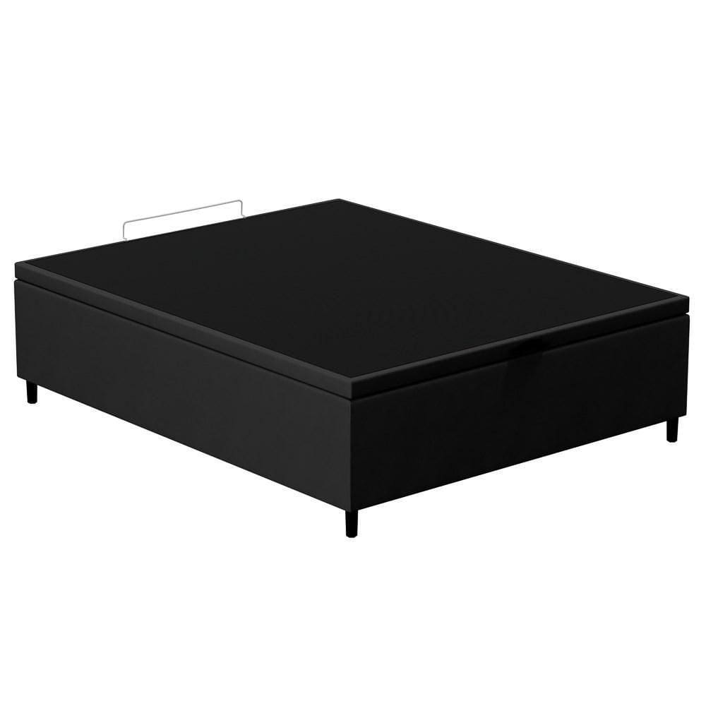 Base Para Cama Box Baú Casal 138x188cm Hit Z04 Suede Preto - Mpozenato