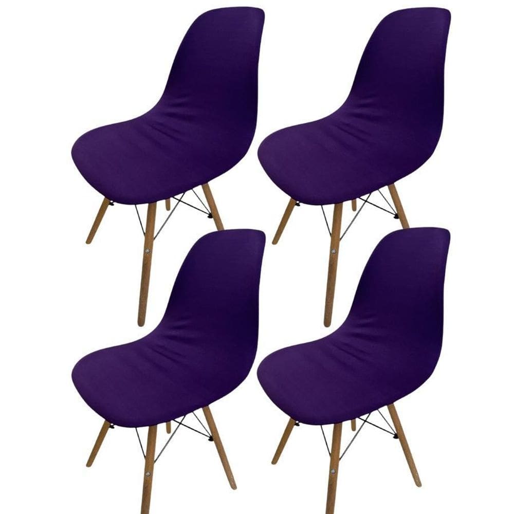 Kit 4 Capa Cadeira Charles Eames Eiffel Pé Palito Malha Lisa