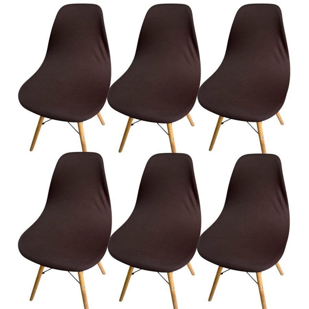 Kit 6 Capa Cadeira Charles Eames Eiffel Pé Palito Malha Lisa