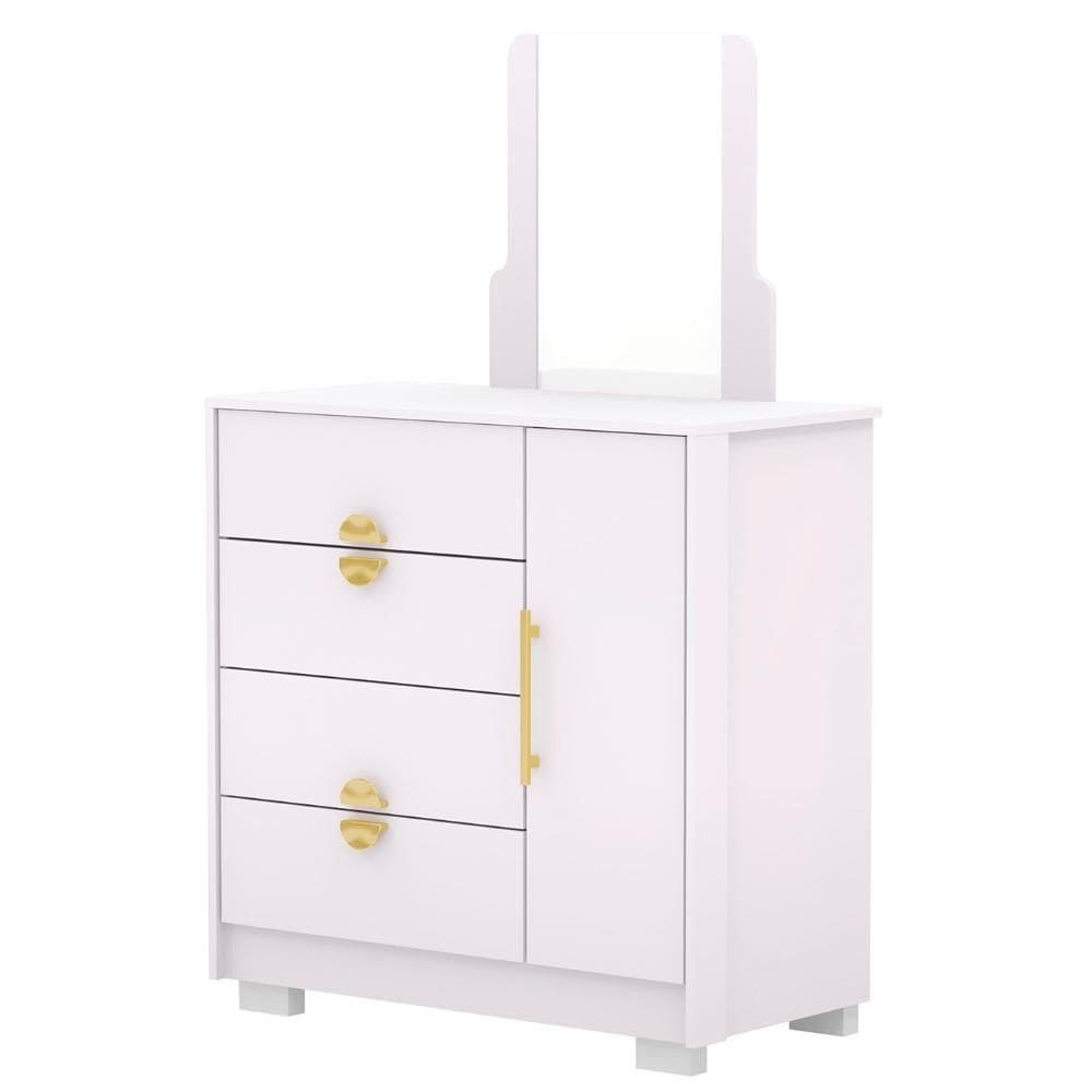 Cômoda Para Quarto 93cm Com Espelho Ilha Bela Branco - Vila Rica