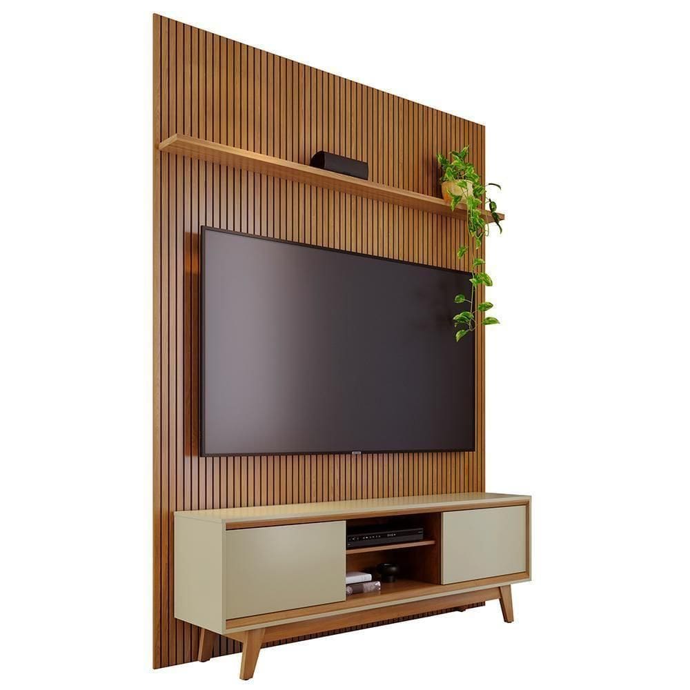 Rack Bancada Com Painel Milo Cumaru/opala Para Até 75” - Madetec