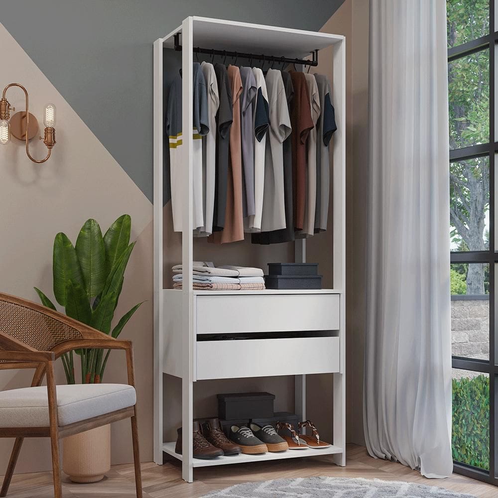 Guarda-Roupa Closet Modulado 2 Gavetas 70cm Branco Valencia Madesa