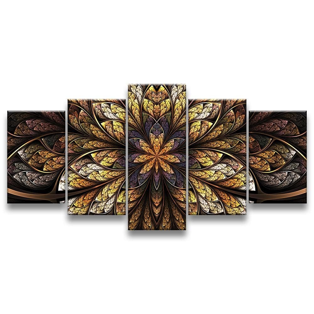 Quadro Decorativo 129x63 Sala Quarto Flor Simétrica Design