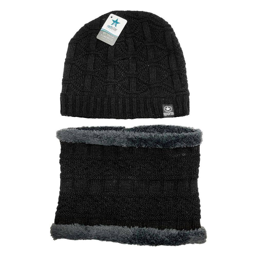 Kit Touca e Cachecol Unissex Redstar Winter Preto