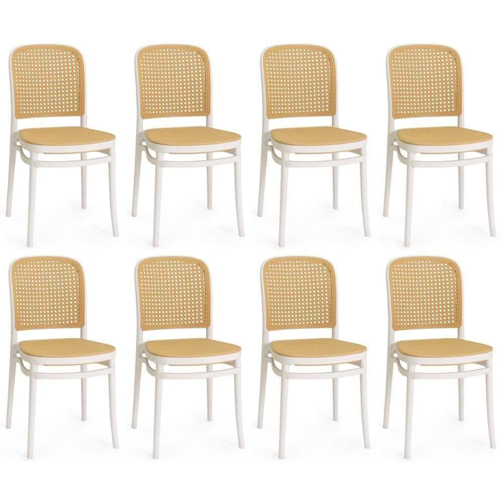 Kit 8 Cadeiras De Jantar Roma Para Sala E Cozinha - Branco