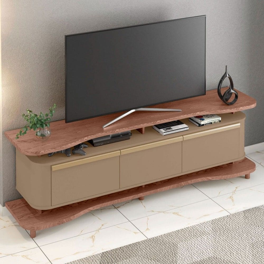 Rack para TV Até 75 Polegadas Guarapari 3 Portas Freijó/Marrom Claro - Móveis Bechara