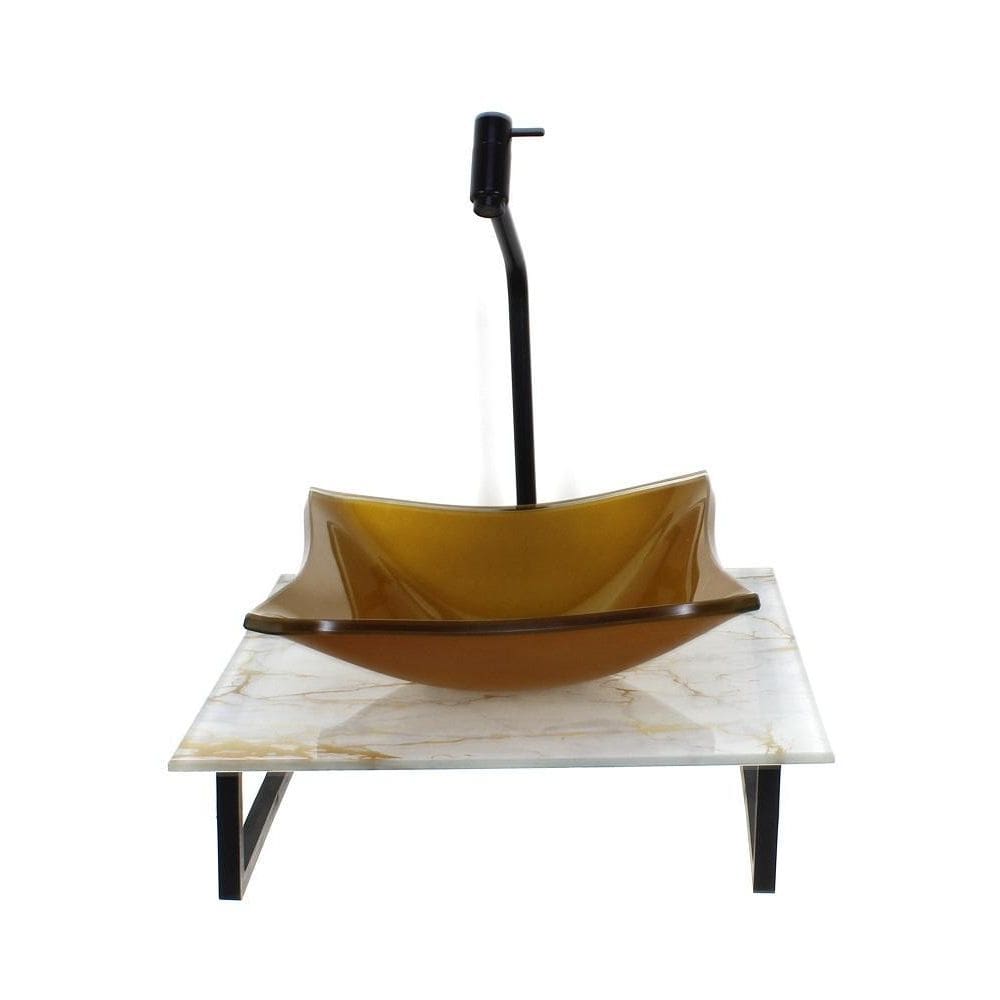 Kit Cuba Vidro Quadrada 10Mm Tampo Vidro 40Cm X 40Cm Mármore