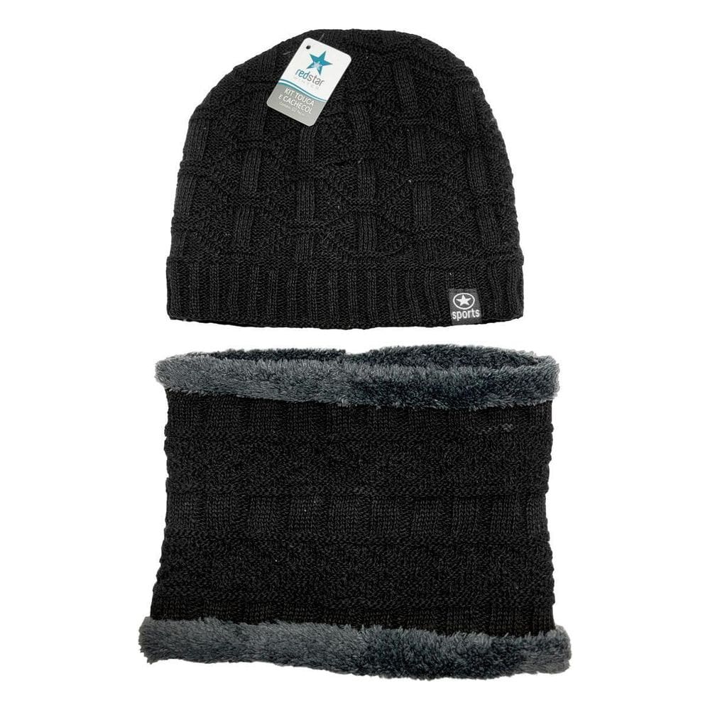Kit Touca e Cachecol Unissex Redstar Winter Preto