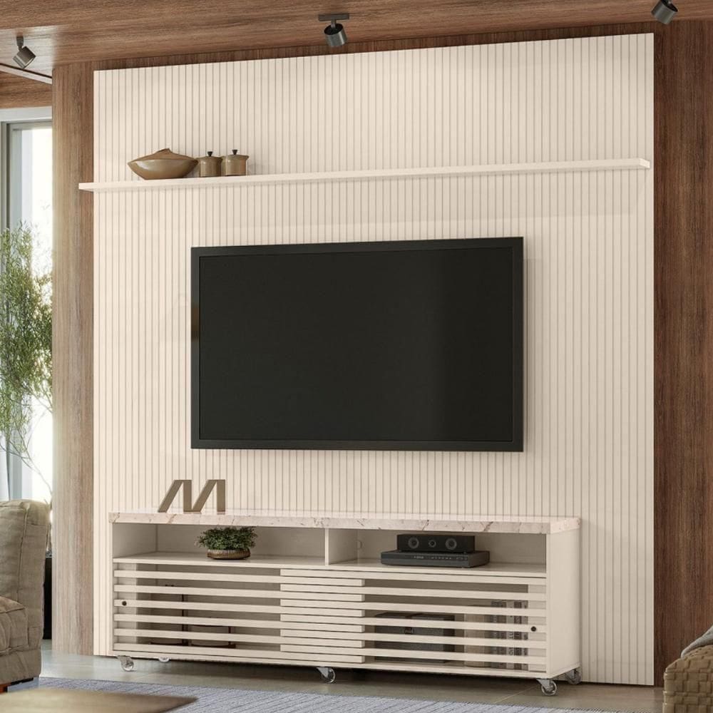 Conjunto Painel E Rack Wraithfall Calacata Off White