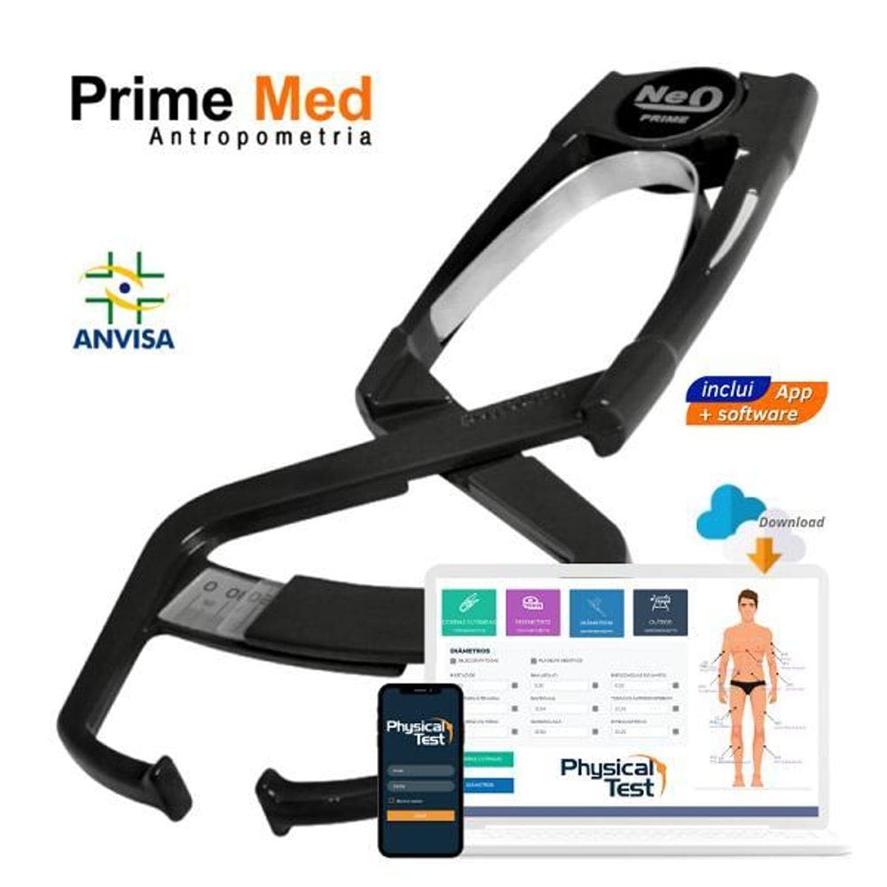 Adipometro Clinico Prime Neo Preto Com Software 8.0 E Web