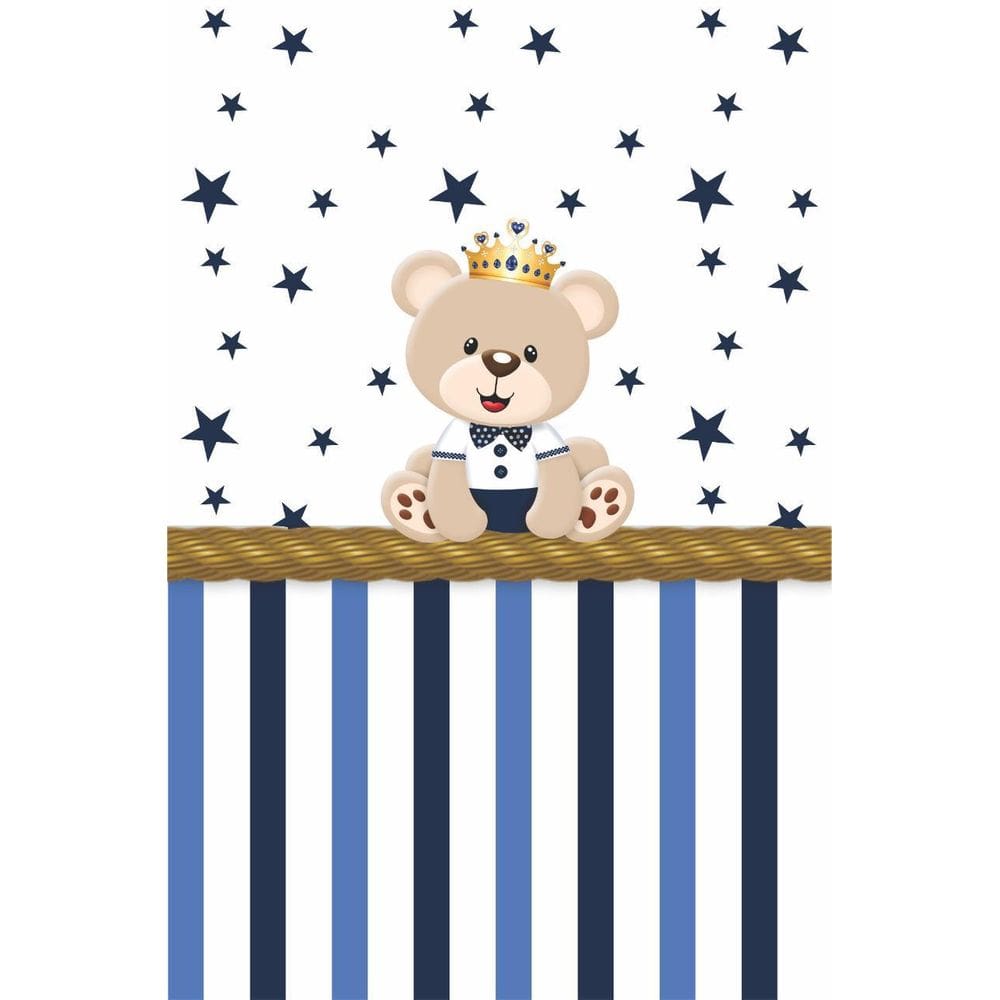 Papel De Parede Adesivo Infantil Ursinho Azul 300X52Cm