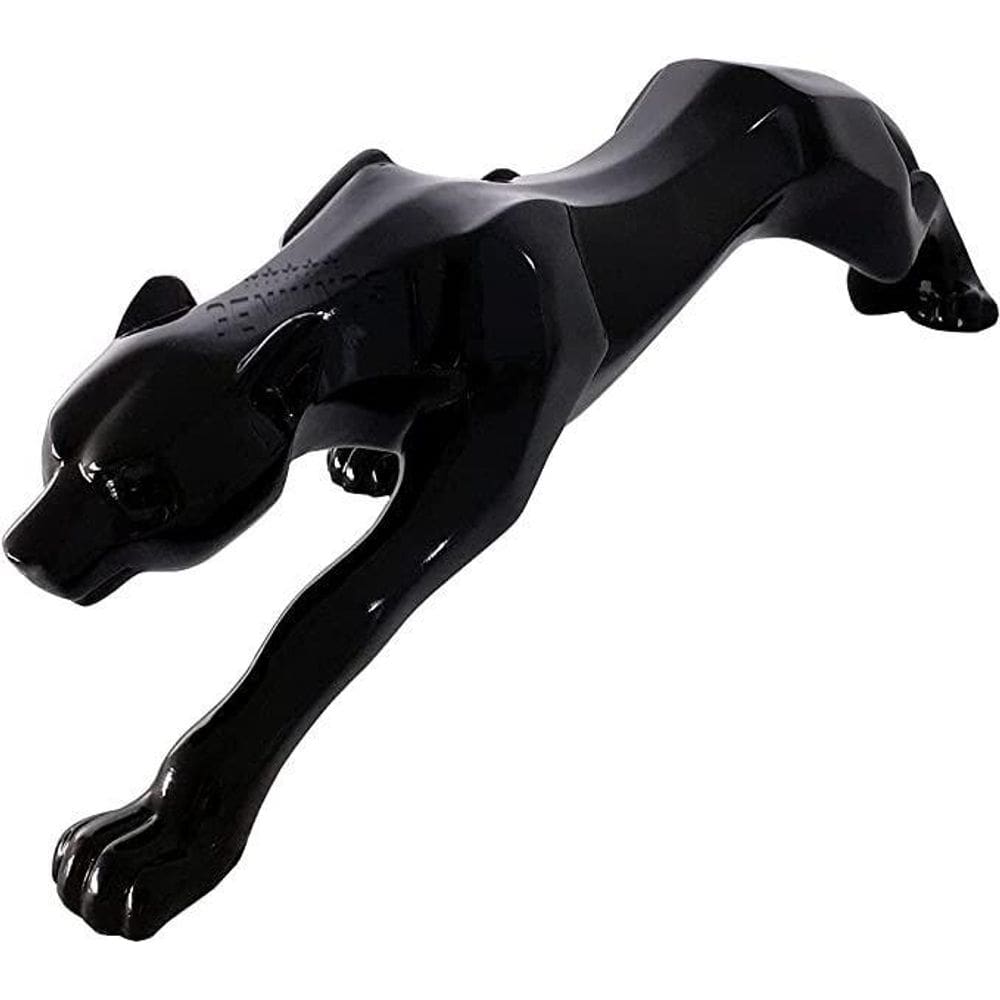 Estátua Decorativa Pantera Negra Leopardo Em Resina 38 Cm