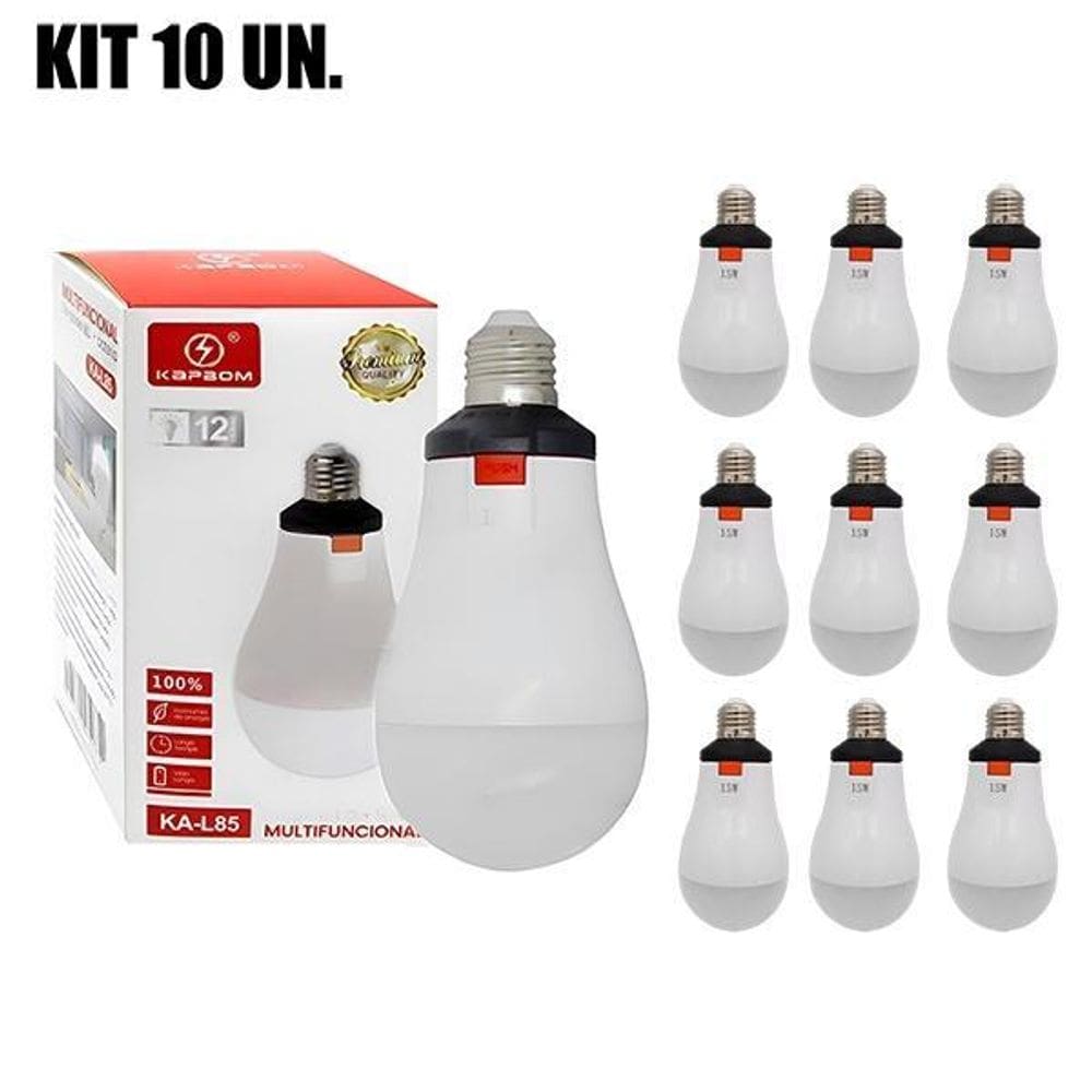 Kit 10 Lâmpadas Led De Emergência Bateria Recarregável 12H