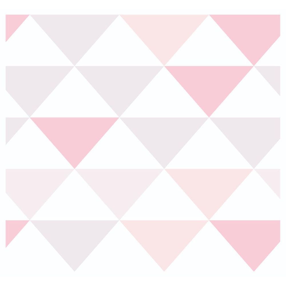 Papel De Parede Adesivo Abstrato Triângulos Rosa 300X52Cm