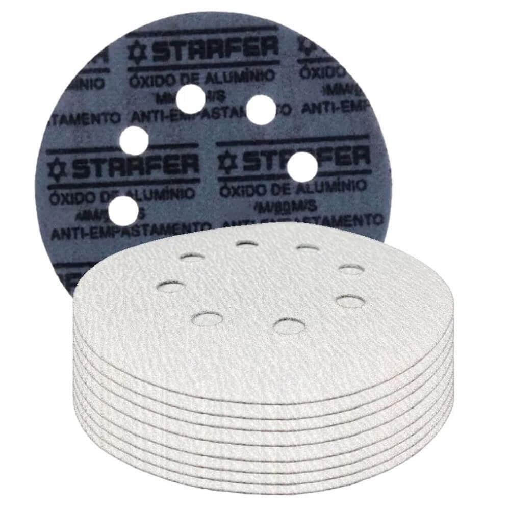 Kit 10 Disco De Lixa  Branco 180Mm Grão 400 - Starfer
