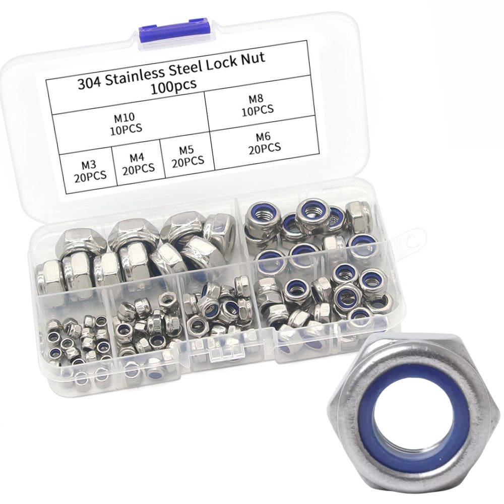 Kit 100 Porcas Bloqueio Trava Nylon Autotravante Aço Inox