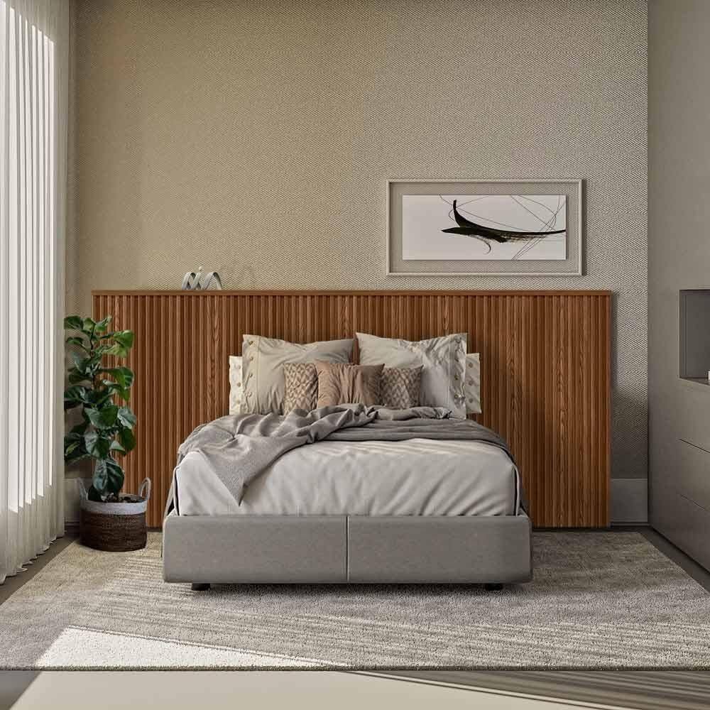 Cabeceira Casal Queen 240cm Com Frame Laranjeiras Linea Brasil Freijó