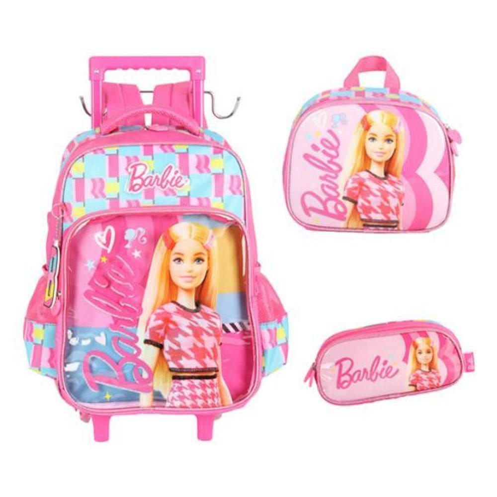 Kit Mochila Carrinho E Alça Costas Barbie Fashion
